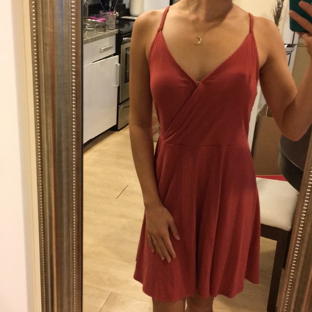 Dusty rose skater wrap dress